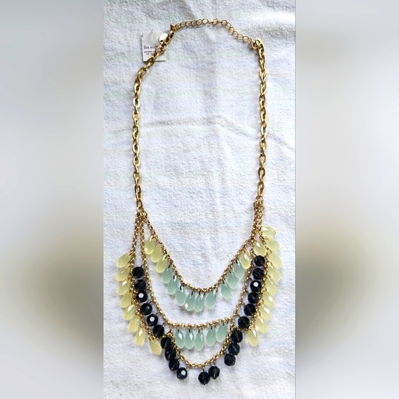 New Lia Sophia Refresh Necklace, Glass & Resin Beads, Gold, Blue, NWOB - Picture 4 of 12